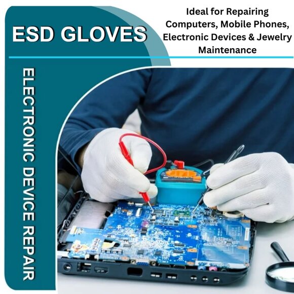 Knitted Work Gloves 13g 12P Carbon Fiber ESD Anti-Static Safety Industrial Work - Picture 5 of 10